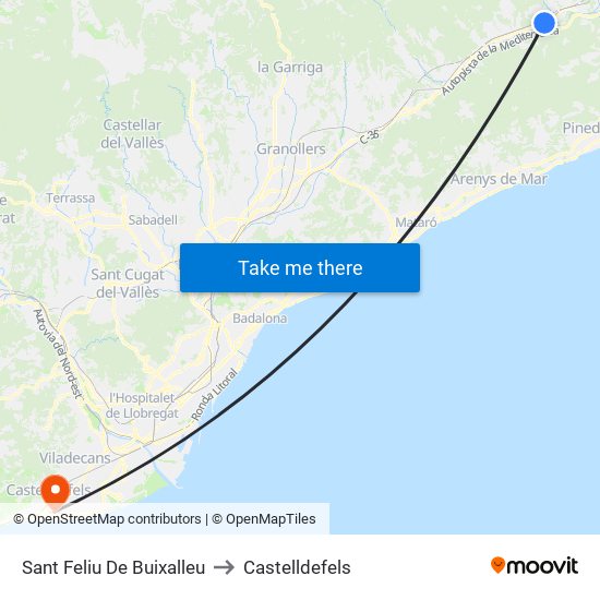 Sant Feliu De Buixalleu to Castelldefels map