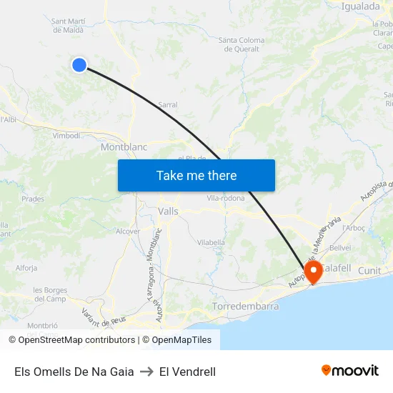 Els Omells De Na Gaia to El Vendrell map
