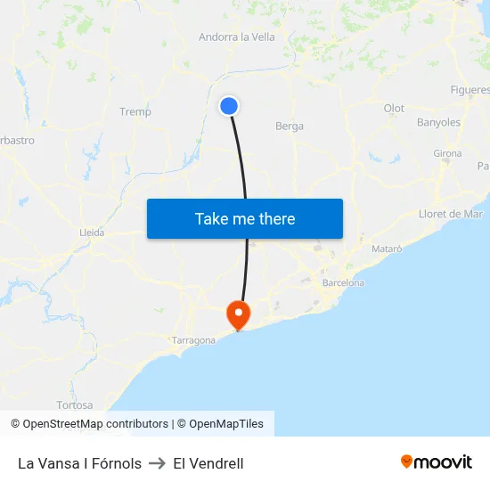 La Vansa I Fórnols to El Vendrell map
