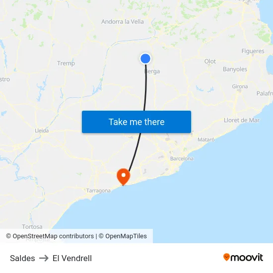 Saldes to El Vendrell map