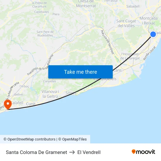Santa Coloma De Gramenet to El Vendrell map