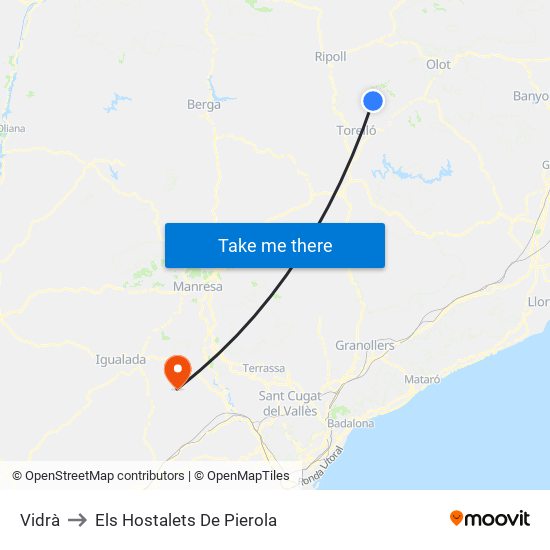 Vidrà to Els Hostalets De Pierola map