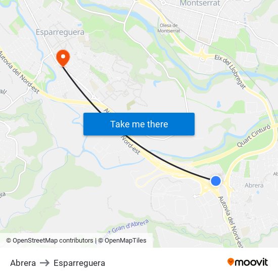 Abrera to Esparreguera map