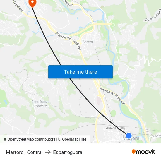 Martorell Central to Esparreguera map