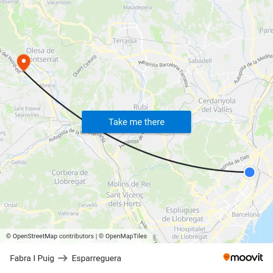 Fabra I Puig to Esparreguera map