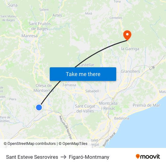 Sant Esteve Sesrovires to Figaró-Montmany map