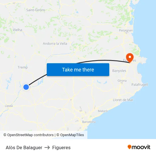 Alòs De Balaguer to Figueres map