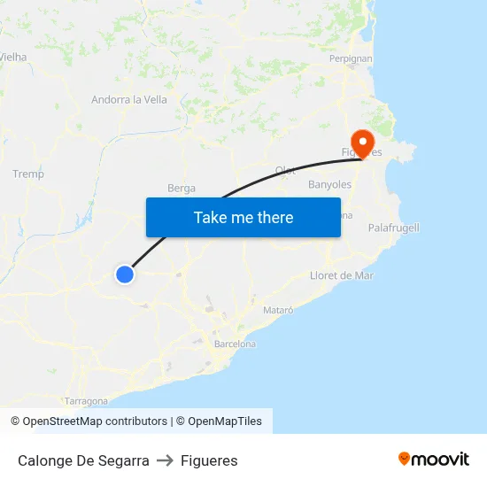 Calonge De Segarra to Figueres map