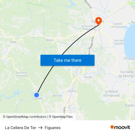 La Cellera De Ter to Figueres map