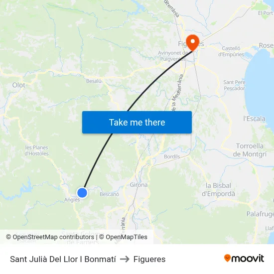 Sant Julià Del Llor I Bonmatí to Figueres map
