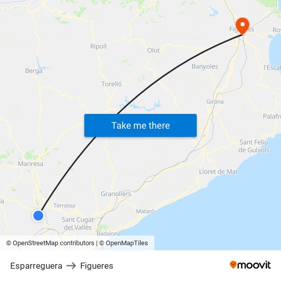 Esparreguera to Figueres map