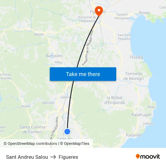 Sant Andreu Salou to Figueres map