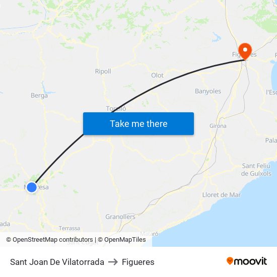 Sant Joan De Vilatorrada to Figueres map