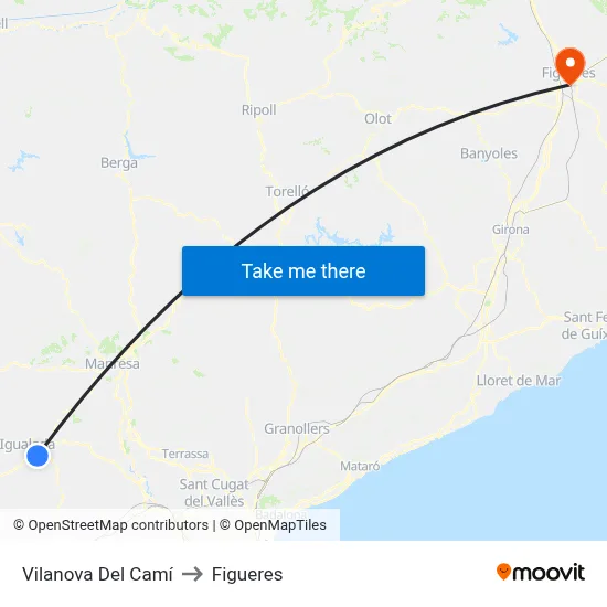 Vilanova Del Camí to Figueres map