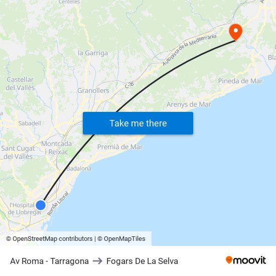 Av Roma - Tarragona to Fogars De La Selva map