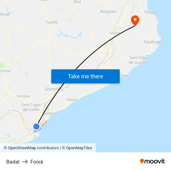 Badal to Foixà map