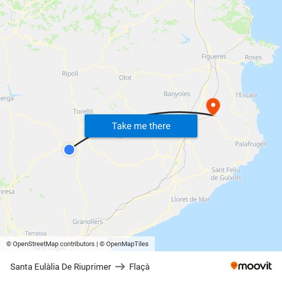 Santa Eulàlia De Riuprimer to Flaçà map