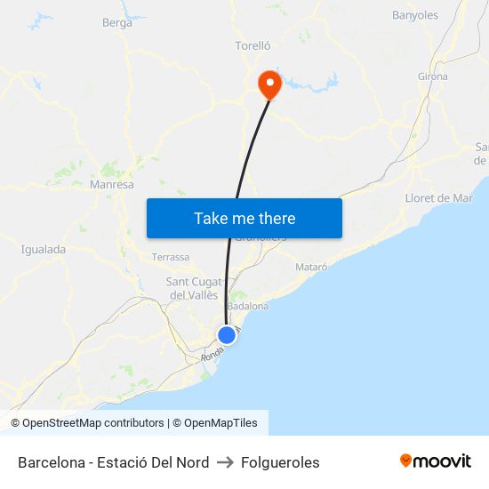 Barcelona - Estació Del Nord to Folgueroles map