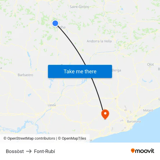 Bossòst to Font-Rubí map