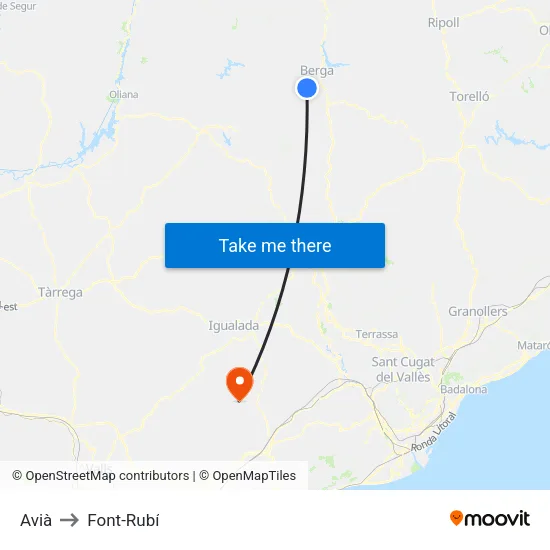 Avià to Font-Rubí map