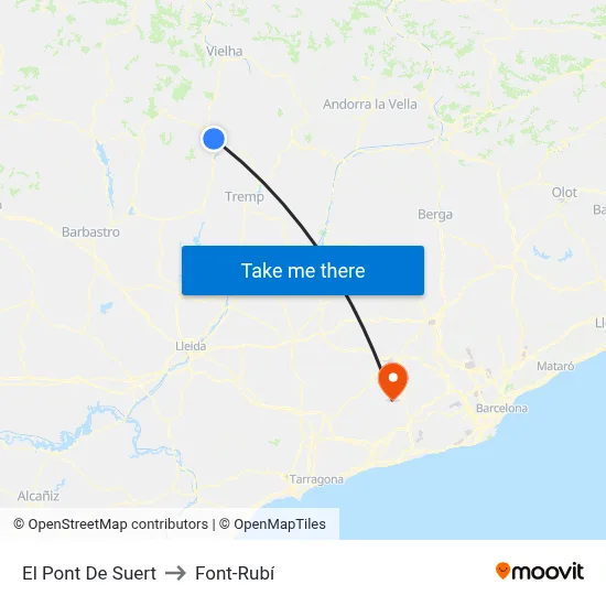 El Pont De Suert to Font-Rubí map