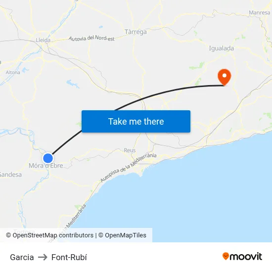 Garcia to Font-Rubí map