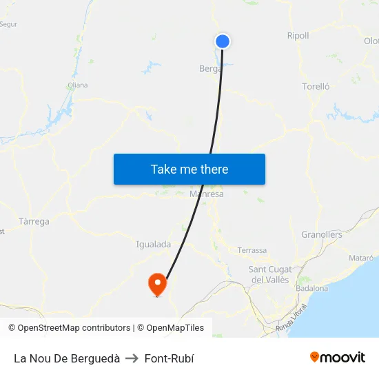 La Nou De Berguedà to Font-Rubí map