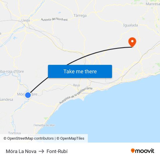 Móra La Nova to Font-Rubí map