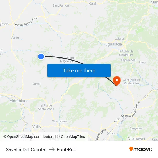 Savallà Del Comtat to Font-Rubí map