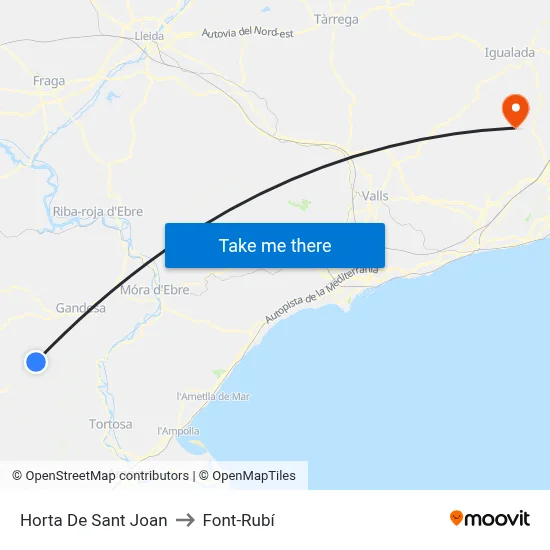 Horta De Sant Joan to Font-Rubí map