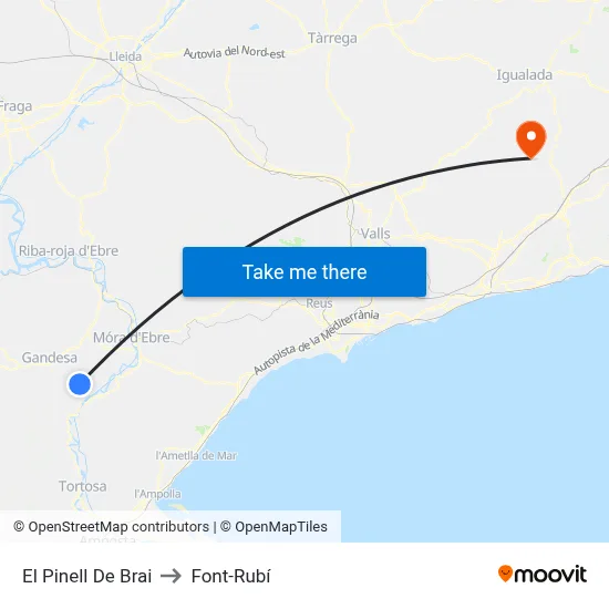 El Pinell De Brai to Font-Rubí map