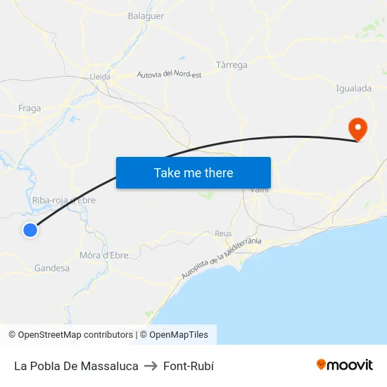 La Pobla De Massaluca to Font-Rubí map