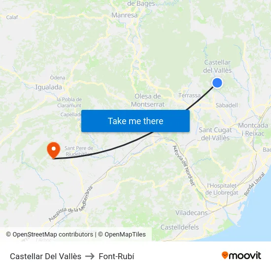 Castellar Del Vallès to Font-Rubí map