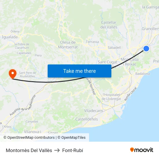 Montornès Del Vallès to Font-Rubí map