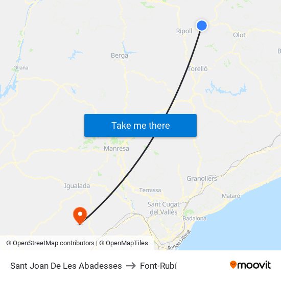 Sant Joan De Les Abadesses to Font-Rubí map