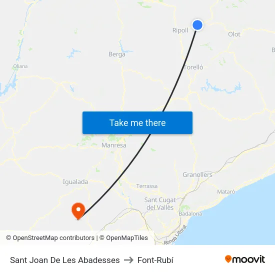 Sant Joan De Les Abadesses to Font-Rubí map
