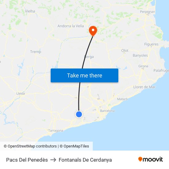 Pacs Del Penedès to Fontanals De Cerdanya map