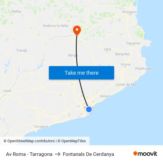 Av Roma - Tarragona to Fontanals De Cerdanya map