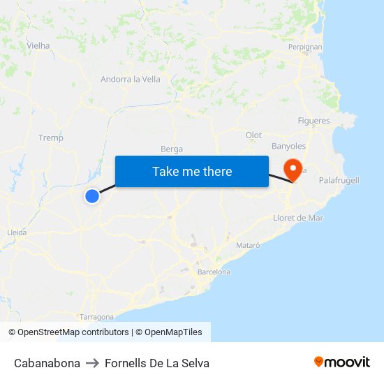 Cabanabona to Fornells De La Selva map