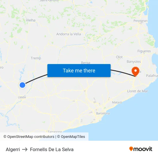 Algerri to Fornells De La Selva map