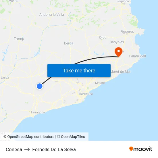 Conesa to Fornells De La Selva map