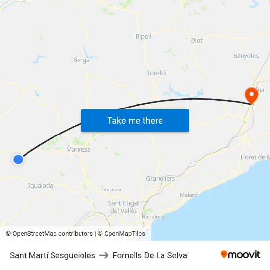 Sant Martí Sesgueioles to Fornells De La Selva map