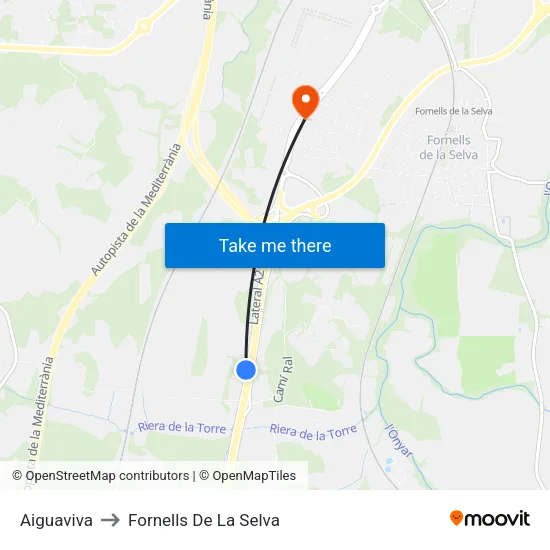 Aiguaviva to Fornells De La Selva map