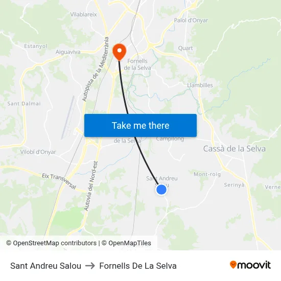 Sant Andreu Salou to Fornells De La Selva map