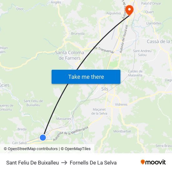 Sant Feliu De Buixalleu to Fornells De La Selva map