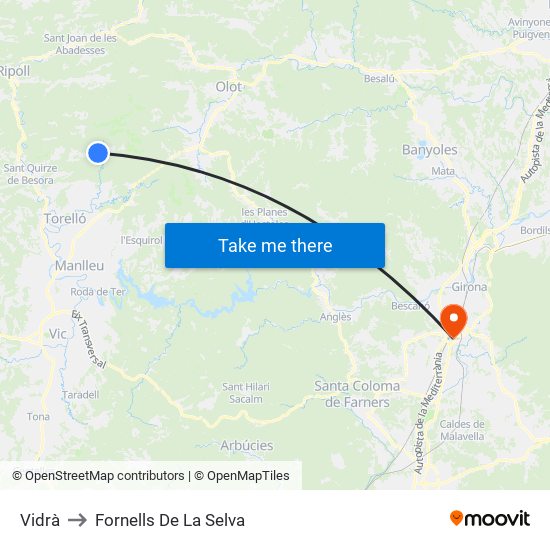 Vidrà to Fornells De La Selva map