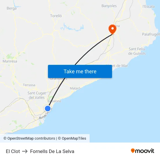 El Clot to Fornells De La Selva map