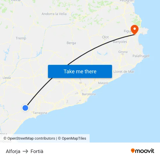 Alforja to Fortià map
