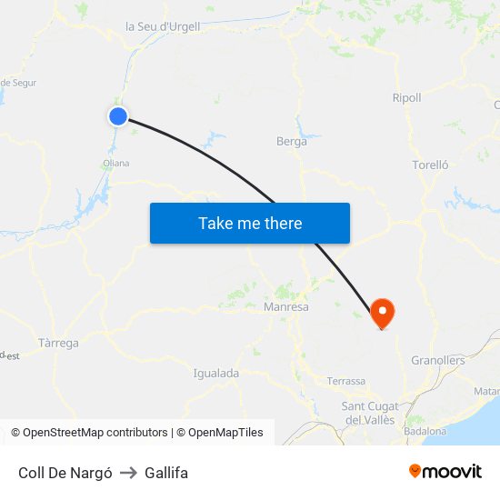 Coll De Nargó to Gallifa map