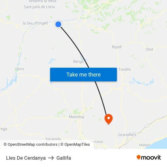 Lles De Cerdanya to Gallifa map